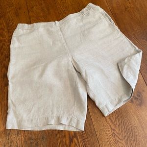 Tan Linen Bermuda Shorts